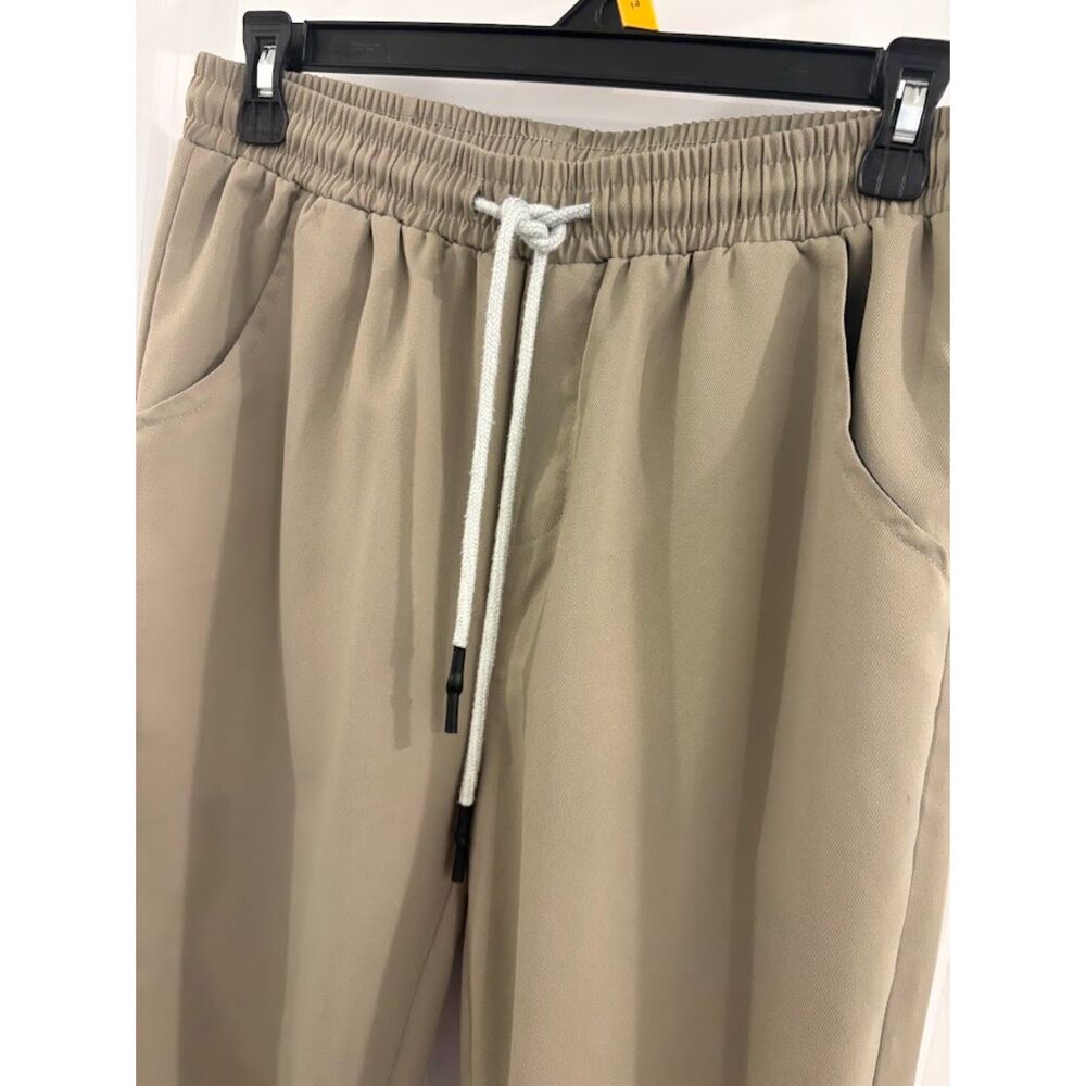 SHEIN Khaki Drawstring Jogger Pants Size S Elastic Waist - Picture 3 of 8